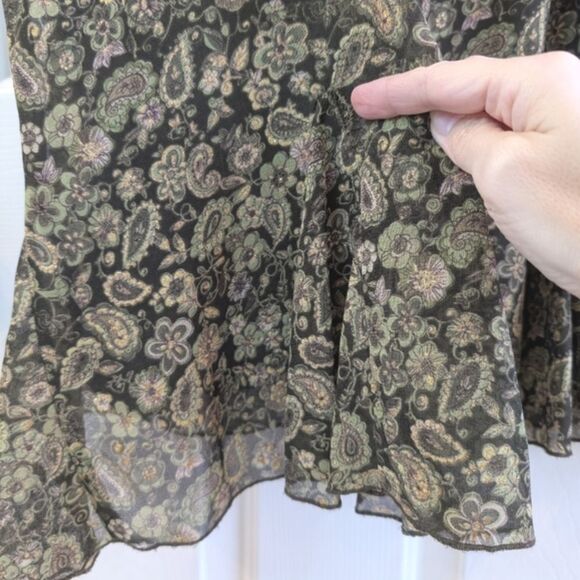 Y2K Fairy Grunge Dark Floral Dress Barn Skirt Green Gold Large - Picture 8 of 11